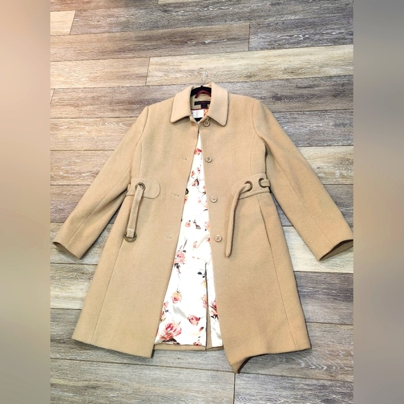 Via Spiga Cream Wool Blend Long Coat Size 10 - Picture 1 of 11